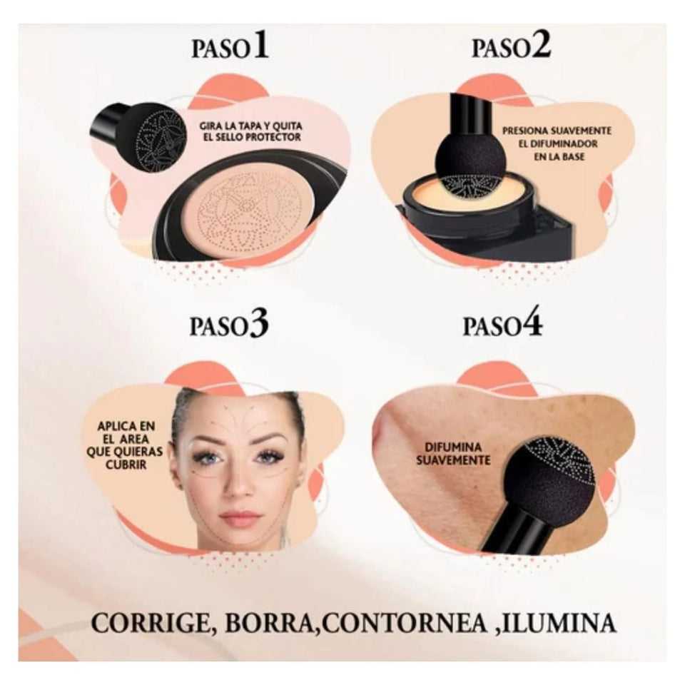 BIOAQUA Base Cushion de Arroz Tono 110 + Serum de Arroz